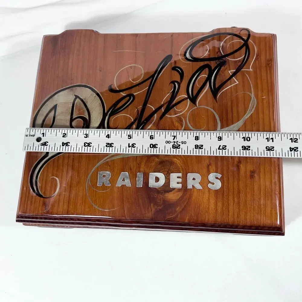 Las Vegas Raiders Glossy Wood Storage Box Rolling Tray Custom Made